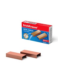 Boîte de 1 000 agrafes cuivrées Erichkrause 24/6 - Haute qualité et résistance améliorée - Résistantes à la corrosion - Couleur 