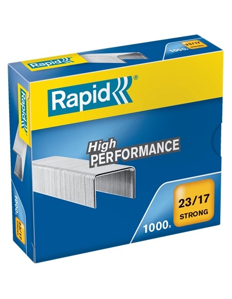 Boîte de 1 000 agrafes Rapid Strong 23/17 - 110 à 140 feuilles - Fil galvanisé renforcé - Broche de 17 mm
