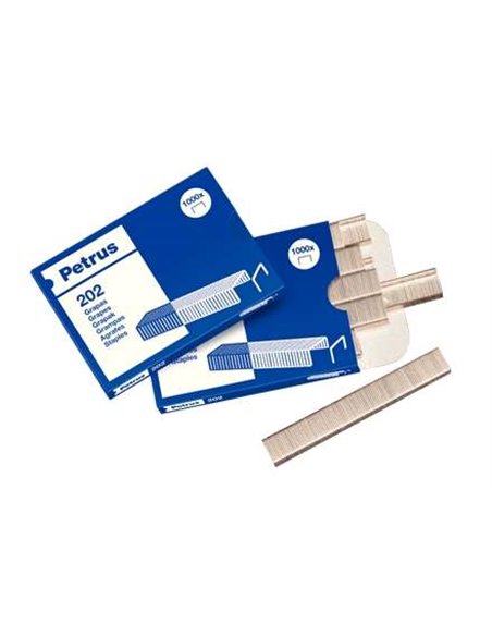 Boîte de 1 000 agrafes galvanisées Petrus 202 - Jusqu'à 10 feuilles - Broche de 4 mm