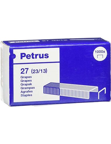 Boîte de 1 000 agrafes cuivrées Petrus 23/13 - Jusqu'à 100 feuilles - Pointe de 13 mm