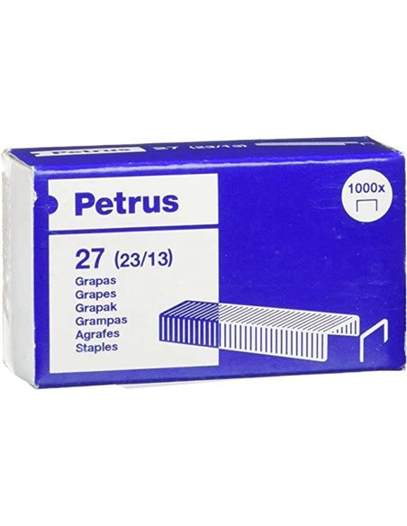 Boîte de 1 000 agrafes cuivrées Petrus 23/13 - Jusqu'à 100 feuilles - Pointe de 13 mm