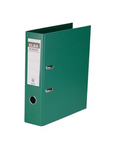 Classeur A4 Elba Plast - Largeur 80 mm - Avec levier et radar - Robuste et durable - En PVC - Vert