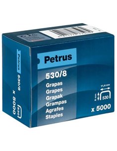 Boîte de 5 000 agrafes cuivrées Petrus 530/8 pour cloueuse - Broche de 8 mm