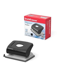 Perforatrice Erichkrause Elegance - Perfore jusqu'à 20 feuilles - Bac à déchets - Mécanisme en acier - Garantie 2 ans - Noir