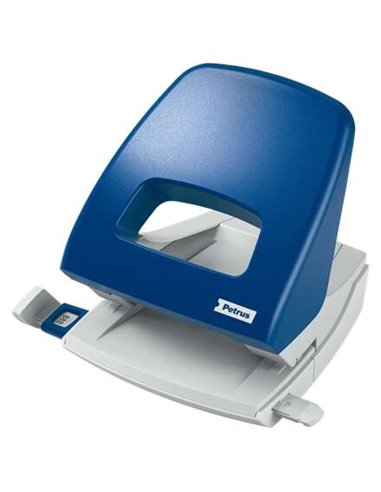 Perforatrice Petrus 85 - Jusqu'à 25 feuilles - Marques de format - Vidage facile - Perforations 5,5 mm - Bleu