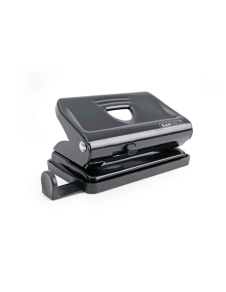 Perforatrice métallique Rapesco 810 - Jusqu'à 12 feuilles - Marques de format - Vidage facile - Noir
