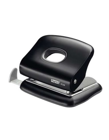 Perforatrice Rapid FC20 - Jusqu'à 20 feuilles - Vidage facile - Perforations 5,5 mm - Noir
