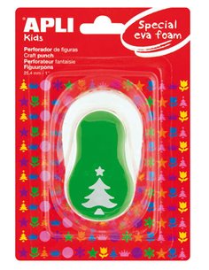 Perforatrice Sapin de Noël Apli - Forme 25,4 mm - Perfore papier, carton, papier cartonné et mousse jusqu'à 2 mm - Dépôt de chut