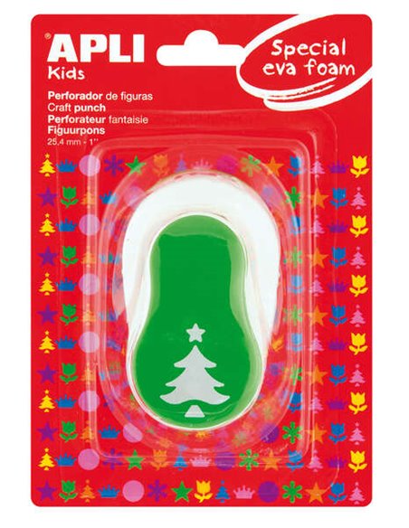 Perforatrice Sapin de Noël Apli - Forme 25,4 mm - Perfore papier, carton, papier cartonné et mousse jusqu'à 2 mm - Dépôt de chut
