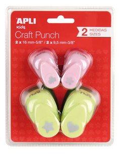 Lot de 4 perforatrices Apli de formes variées : étoile (16 mm), cœur (16 mm), trèfle (9,5 mm) et fleur (9,5 mm) - Qualité supéri