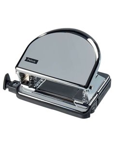 Perforatrice métallique Petrus 52C - Jusqu'à 20 feuilles - Marques de format - Vidage facile - Perforations 5,5 mm - Couleur chr