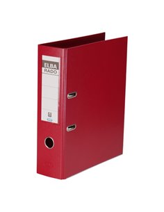 Classeur A4 Elba Plast - Largeur 80 mm - Avec levier et radar - Robuste et durable - En PVC - Rouge