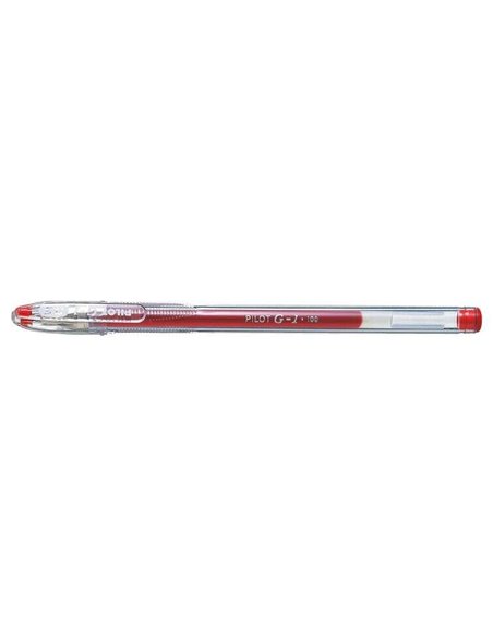 Stylo gel Pilot G1 - Rechargeable - Bille 0,5 mm - Trait 0,3 mm - Corps transparent - Rouge