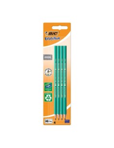Lot de 4 crayons graphite hexagonaux Bic Evolution - Mine HB ultra-résistante - Sans bois - Anti-éclats