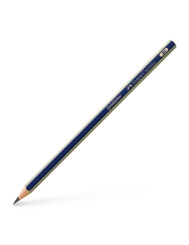 Crayon graphite Faber-Castell Goldfaber 1221 2H - Haute qualité - Incassable - Corps bleu et rayures dorées