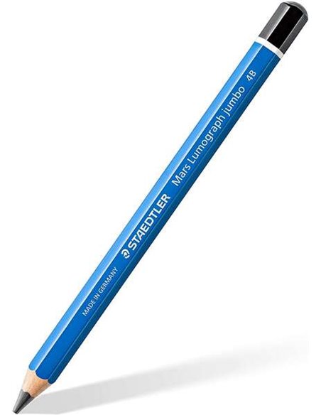 Crayon graphite Staedtler Mars Lumograph Jumbo 100J - Mine 4B - Finition métallisée - Diamètre de mine 5,3 mm - Bois issu de for