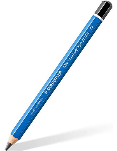 Crayon graphite Staedtler Mars Lumograph Jumbo 100J - Mine 8B - Finition métallisée - Diamètre de la mine environ 5,3 mm - Haute
