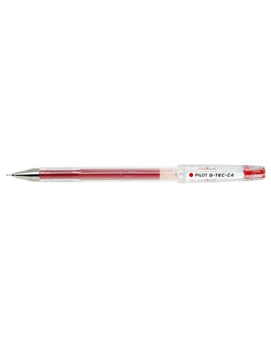 Stylo gel Pilot G-Tec C4 - Extra fin - Rechargeable - Pointe bille 0,4 mm - Trait 0,2 mm - Rouge