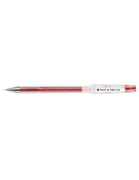 Stylo gel Pilot G-Tec C4 - Extra fin - Rechargeable - Pointe bille 0,4 mm - Trait 0,2 mm - Rouge