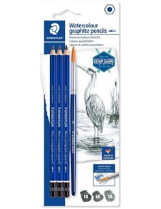 Crayons graphite Staedtler Mars Lumograph Aquarell 100A, lot de 3, résistants à la casse, graduations assorties