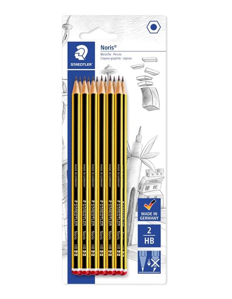 Crayons graphite HB hexagonaux Staedtler Noris 120, lot de 12 – Résistants à la casse – Bois issu de forêts durables