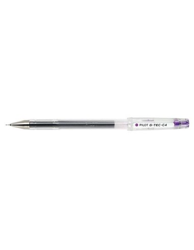 Stylo à encre gel Pilot G-Tec C4 - Stylo bille 0,4 mm - Trait 0,2 mm - Extra fin - Rechargeable - Violet