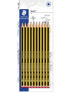 Crayons graphite HB hexagonaux Staedtler Noris 120, lot de 10 – Résistants à la casse – Bois issu de forêts durables
