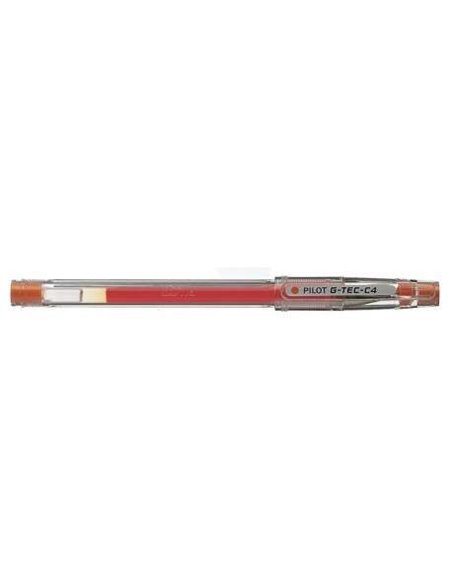 Stylo gel Pilot G-Tec C4 - Extra fin - Rechargeable - Bille 0,4 mm - Trait 0,2 mm - Orange