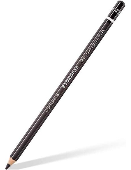 Crayon graphite Staedtler Mars Lumograph Black Artist 100B - Mine 4B - Résistant à la casse - Bois issu de forêts durables