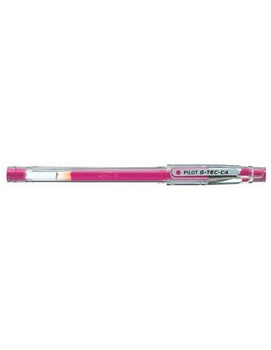 Stylo gel Pilot G-Tec C4 - Extra fin - Rechargeable - Bille 0,4 mm - Trait 0,2 mm - Rose
