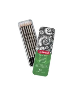 Derwent Academy Lot de 6 crayons graphite hexagonaux de duretés assorties - Spécialement conçus pour le dessin - Corps en bois n