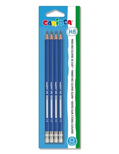 Lot de 4 crayons graphite HB Carioca Tita - Faciles à effacer et à tailler - Corps triangulaire - Mine résistante aux chutes - G
