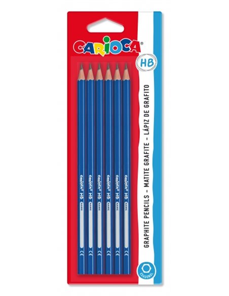 Crayons graphite HB Carioca, lot de 6 - Faciles à effacer et à tailler - Corps triangulaire - Mine résistante aux chutes - Gris