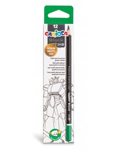 Lot de 12 crayons graphite 2H Carioca Black - Faciles à effacer et à tailler - Corps triangulaire - Mine résistante aux chutes -