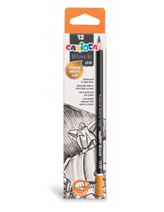 Lot de 12 crayons graphite noirs 2B Carioca - Faciles à effacer et à tailler - Corps triangulaire, agréable au toucher - Mine ré