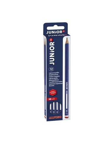 Lot de 12 crayons graphite junior Alpino avec mine - Taille 12 mm - Mine HB - Espace de personnalisation - Couleurs assorties