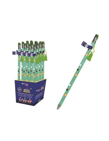 Crayon géant Bismark motif Rois mages - Avec gomme et taille-crayon - Dimensions 38 x 1,5 cm