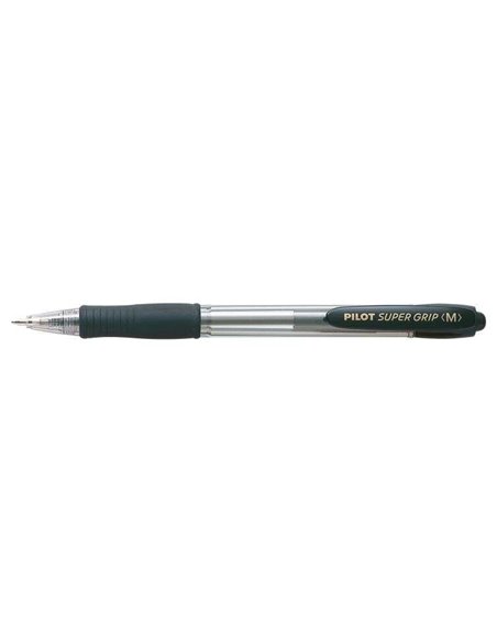Stylo à bille rétractable Pilot SuperGrip - Pointe ronde 1,0 mm - Trait 0,27 mm - Encre à l'huile - Poignée ergonomique - Noir