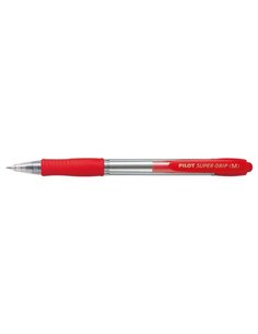 Stylo à bille rétractable Pilot SuperGrip - Pointe ronde 1,0 mm - Trait 0,27 mm - Encre à l'huile - Poignée ergonomique - Rouge