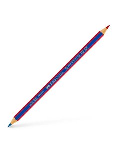 Crayon hexagonal fin bicolore Faber-Castell Janus 2160 - Écologique - Incassable - Rouge/Bleu