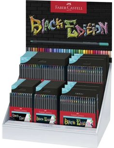 Coffret Faber-Castell Black Edition avec 36 crayons de couleur assortis - Mine ultra-douce - Bois noir - Idéal pour dessiner sur