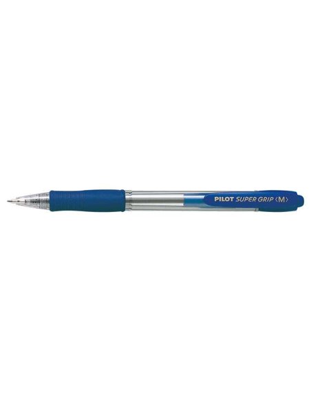 Stylo à bille rétractable Pilot SuperGrip - Pointe ronde 1,0 mm - Trait 0,27 mm - Encre à l'huile - Poignée ergonomique - Bleu