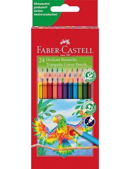 Crayons de couleur triangulaires ergonomiques Faber-Castell Super Mine Ergonomics, lot de 24 – Mine de 4 mm, résistants à la cas