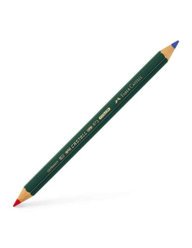 Crayon épais hexagonal bicolore Faber-Castell Castell Color 873 - Écologique - Incassable - Rouge/Bleu