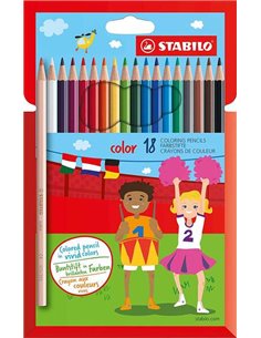 Crayons de couleur Stabilo Color, lot de 18 – Mine 2,5 mm – Idéal pour l'école – Couleurs assorties