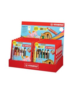 Coffret 3-en-1 Stabilo Woody 30e anniversaire Licorne et Tigre avec 10 paquets de 6 crayons de couleur + taille-crayon - Crayons