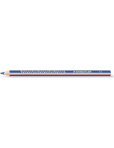 Crayon de couleur triangulaire Staedtler Jumbo Noris 128 - Mine 4 mm - Résistant à la casse - Design ergonomique - Bleu