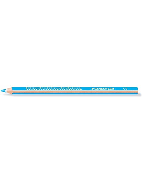 Crayon de couleur triangulaire Staedtler Jumbo Noris 128 - Mine 4 mm - Résistant à la casse - Design ergonomique - Bleu clair