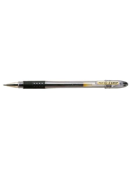 Stylo gel Pilot G1 Grip - Rechargeable - Grip caoutchouc - Pointe bille 0,5 mm - Trait 0,3 mm - Corps transparent - Noir