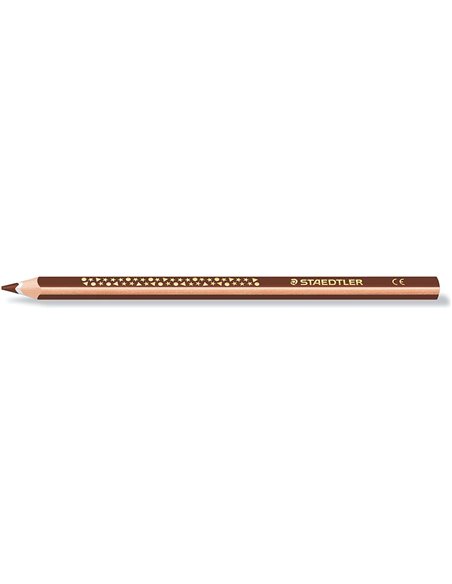 Crayon de couleur triangulaire Staedtler Jumbo Noris 128 - Mine 4 mm - Résistant à la casse - Design ergonomique - Marron